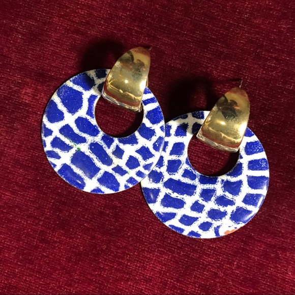 Vintage Jewelry - VTG Ceramic Tile Earrings